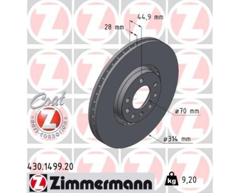Disco de freno Coat Z 430.1499.20 Zimmermann