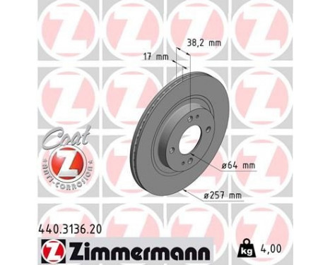 Disco de freno Coat Z 440.3136.20 Zimmermann