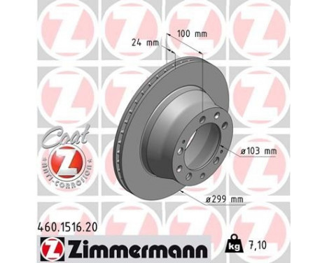 Disco de freno Coat Z 460.1516.20 Zimmermann