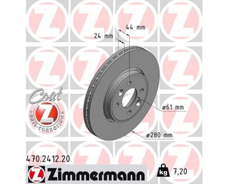 Disco de freno Coat Z 470.2412.20 Zimmermann