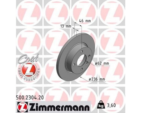 Disco de freno Coat Z 500.2304.20 Zimmermann