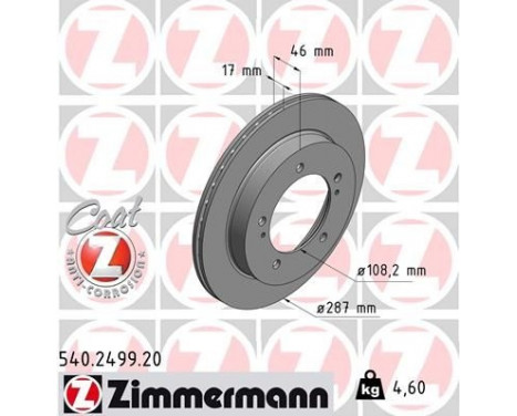 Disco de freno Coat Z 540.2499.20 Zimmermann