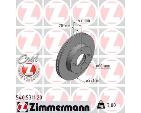 Disco de freno Coat Z 540.5311.20 Zimmermann