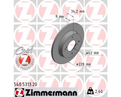 Disco de freno Coat Z 540.5313.20 Zimmermann