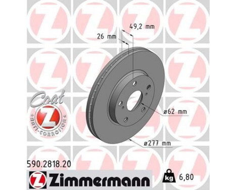 Disco de freno Coat Z 590.2818.20 Zimmermann