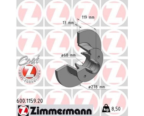 Disco de freno Coat Z 600.1159.20 Zimmermann