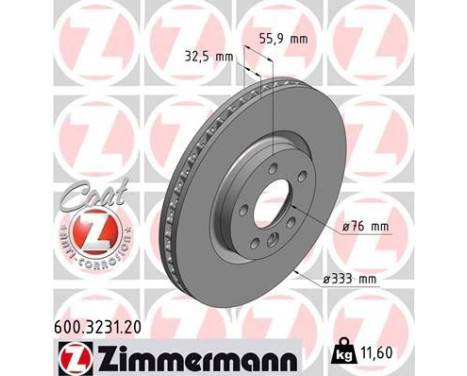 Disco de freno Coat Z 600.3231.20 Zimmermann