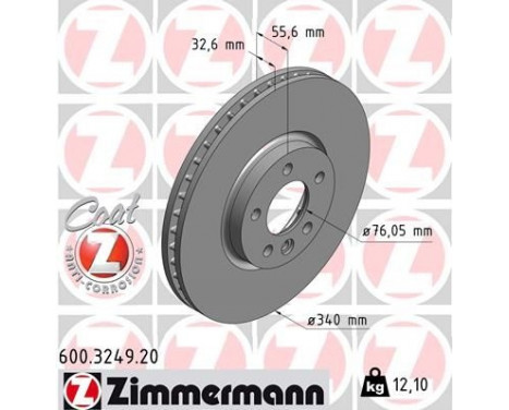 Disco de freno Coat Z 600.3249.20 Zimmermann