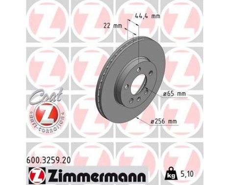 Disco de freno COAT Z 600.3259.20 Zimmermann