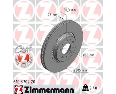 Disco de freno Coat Z 610.3702.20 Zimmermann
