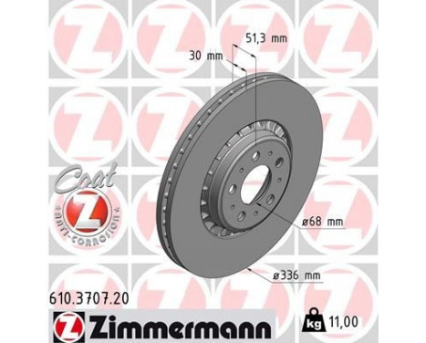 Disco de freno Coat Z 610.3707.20 Zimmermann