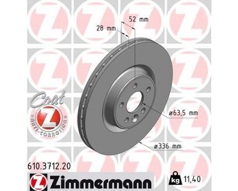 Disco de freno Coat Z 610.3712.20 Zimmermann