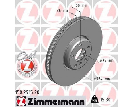 Disco de freno Coat Z Derecho 150.2915.20 Zimmermann