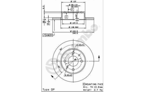 Disco de freno delantero 08.4753.14 Brembo, Imagen 2