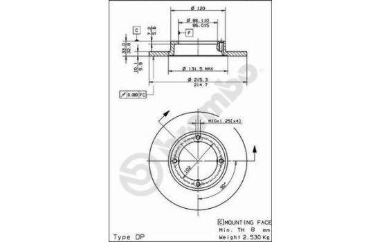 Disco de freno delantero 08.5026.10 Brembo, Imagen 2