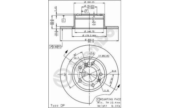Disco de freno delantero 08.5141.20 Brembo, Imagen 2