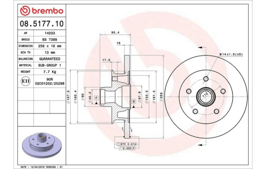Disco de freno delantero 08.5177.10 Brembo, Imagen 3