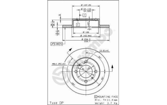 Disco de freno delantero 08.5243.30 Brembo, Imagen 2