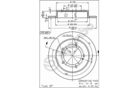 Disco de freno delantero 08.5266.10 Brembo, Imagen 2