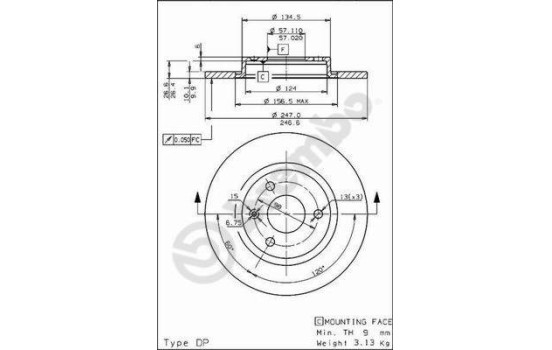 Disco de freno delantero 08.5583.10 Brembo, Imagen 2