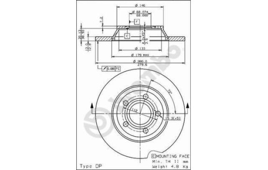 Disco de freno delantero 08.6751.10 Brembo, Imagen 2