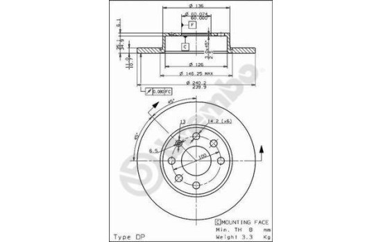 Disco de freno delantero 08.8638.10 Brembo, Imagen 2