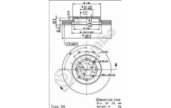 Disco de freno delantero 09.9554.10 Brembo, Imagen 2