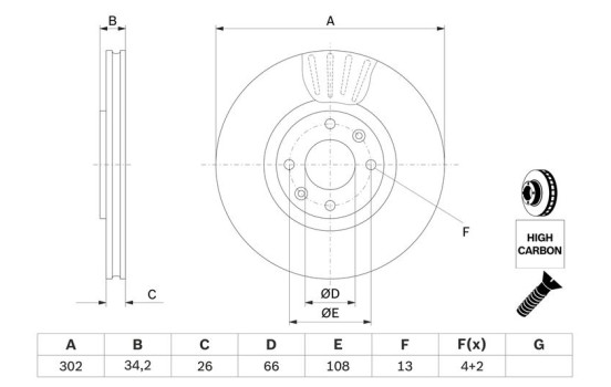 Disco de freno delantero BD1392 Bosch, Imagen 5