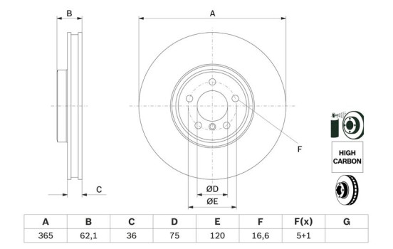 Disco de freno delantero BD1479 Bosch, Imagen 5
