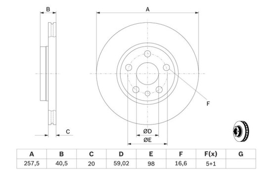 Disco de freno delantero BD795 Bosch, Imagen 5
