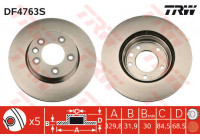 Disco de freno delantero derecho DF4763S TRW