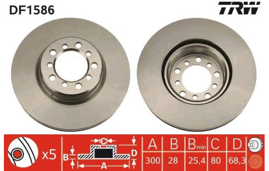 Disco de freno delantero DF1586 TRW