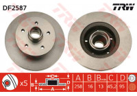 Disco de freno delantero DF2587 TRW