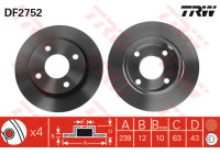Disco de freno delantero DF2752 TRW