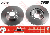Disco de freno delantero DF2754 TRW