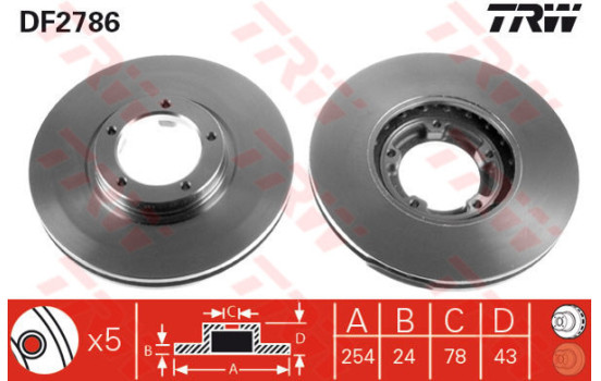 Disco de freno delantero DF2786 TRW