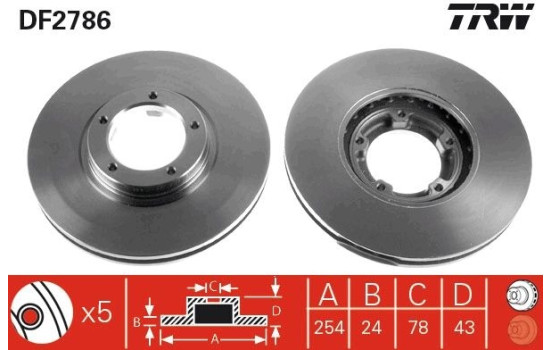 Disco de freno delantero DF2786 TRW, Imagen 2