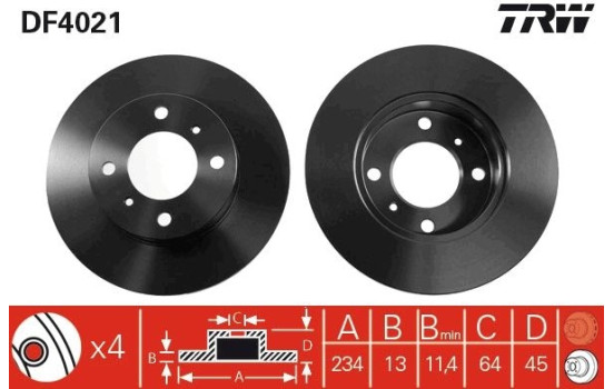 Disco de freno delantero DF4021 TRW, Imagen 2