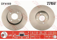 Disco de freno delantero DF4169 TRW