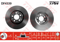 Disco de freno delantero DF4339 TRW