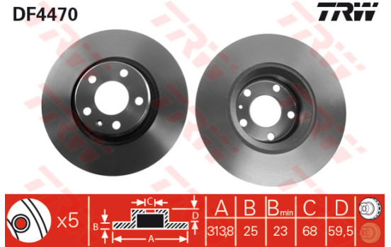 Disco de freno delantero DF4470 TRW