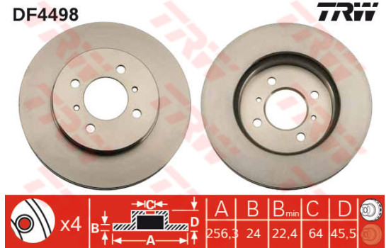 Disco de freno delantero DF4498 TRW