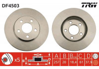 Disco de freno delantero DF4503 TRW