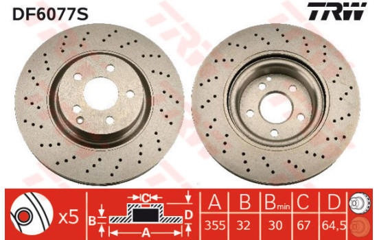 Disco de freno delantero DF6077S TRW