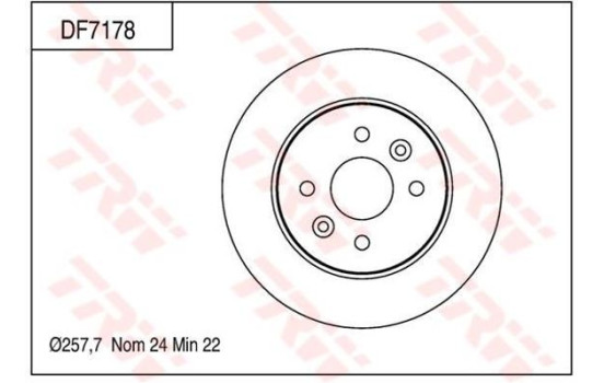 Disco de freno delantero DF7178 TRW, Imagen 2
