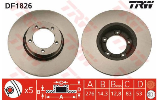 Disco de freno DF1826 TRW