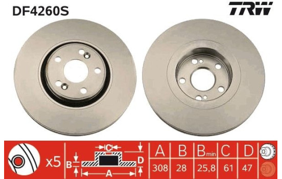 Disco de freno DF4260S TRW, Imagen 2