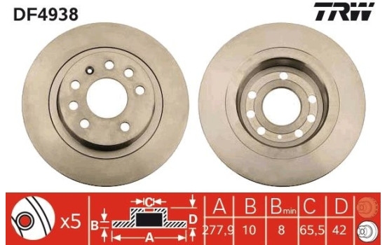 Disco de freno DF4938 TRW, Imagen 3