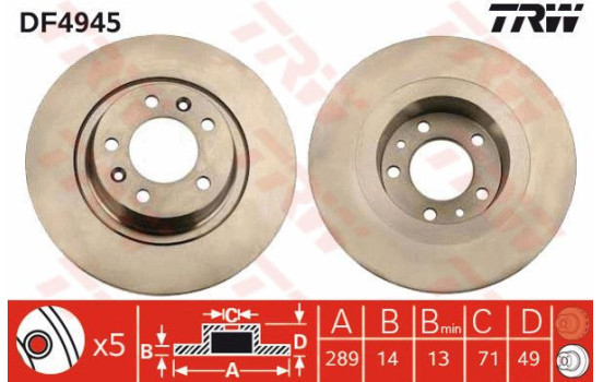 Disco de freno DF4945 TRW