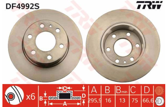 Disco de freno DF4992S TRW